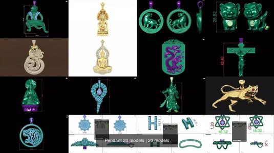 Pendant 20 models 3D Model Collection