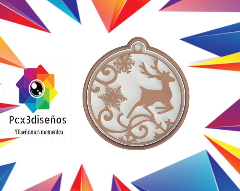 CHRISTMAS BALL COOKIE CUTTER 4 REINDEER AND SNOW