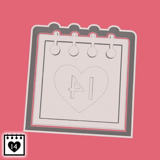 Valentine's day cookie cutters - 14th of February (calendar sign) (style 1)