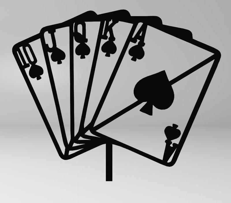 Royal Flush Cake Topper – Poker Cards A, K, Q, J, 10