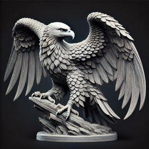 Majestic Eagle Sculpture on Rocky Base – Detailed 3D Render