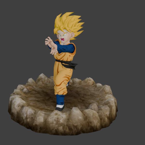 Dragon Ball Z Figure - Goten (Super Saiyan) - Kamehameha Blast Pose | 3D Printable STL w/ Base |