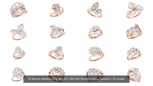 50 Women Wedding Ring 3dm STL OBJ FBX Renders Details Collection