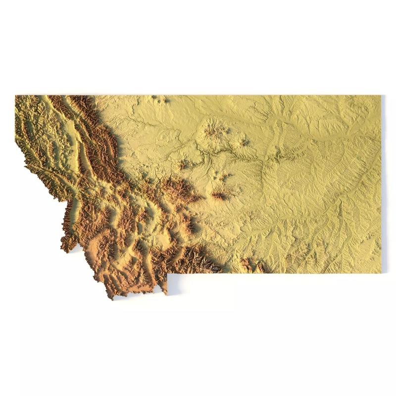 Montana Topographic Map STL Model