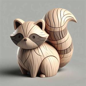 Minimalist Fluffy Raccoon Stable Wooden Edition