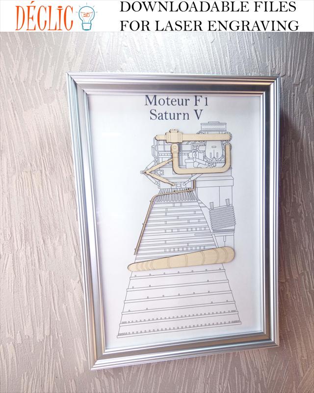 Blueprint Art - Saturn V F1 Engine - Laser Engraving ( Lasercut Files )