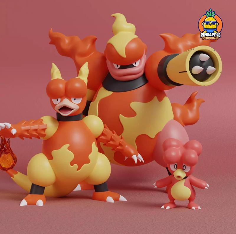 Pokemon - Magby Magmar and Magmortar with 2 poses