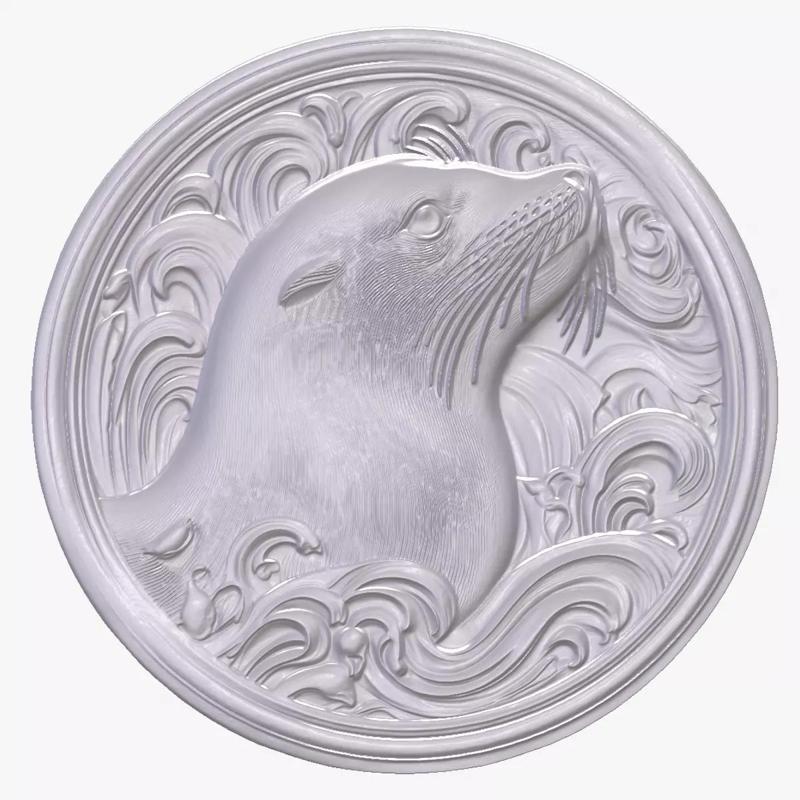 Sealion basrelief for 3D printing