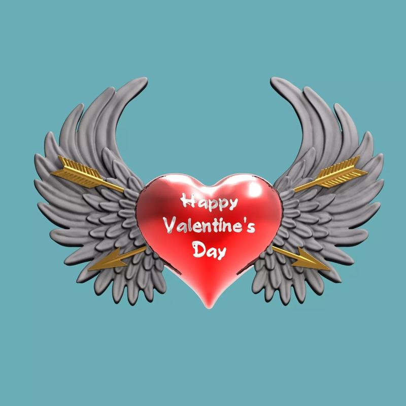 Heart with wings Happy Valentines Day