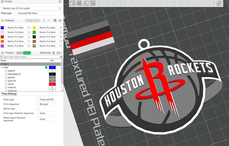 NBA Houston Rockets keychain Badge Printable and Renderable