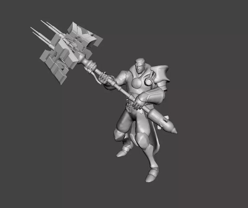 Jayce 3D Model golden man holding axe