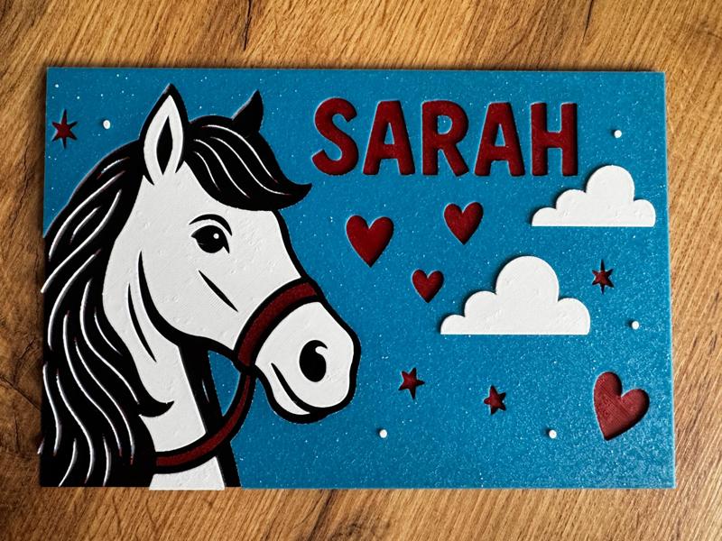 Horse Love – Door Sign 'Sarah' (HueForge)