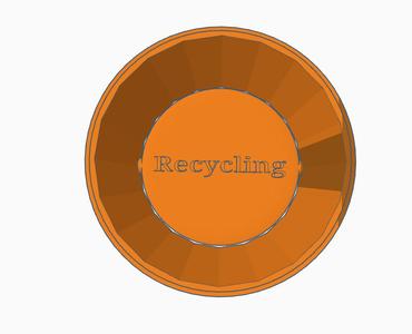 print in place recycling bin with rotating bin lid