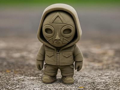 Small Mask Wearer in Hoodie