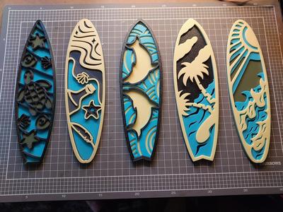 Surfboard Layered Wall Art – Set of 5