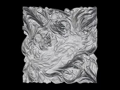 Baroque Style Figures Relief with Ornate Scrollwork