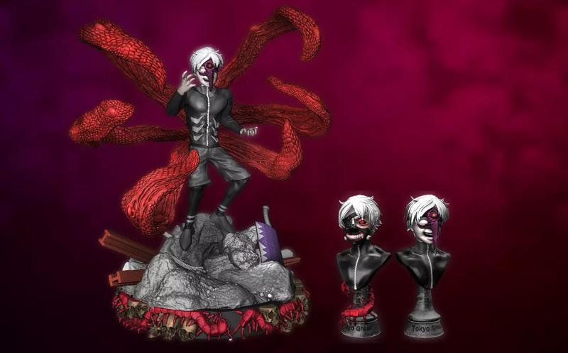 Tokyo Ghoul Ultimate Kaneki Statue with 2 Interchangeable heads