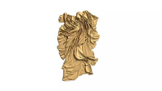 Golden Flowing Fabric decor set wall mural 3D Model for CNC