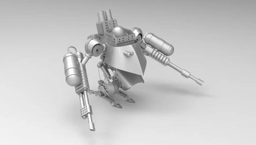 KnightRobo silver robot with two guns