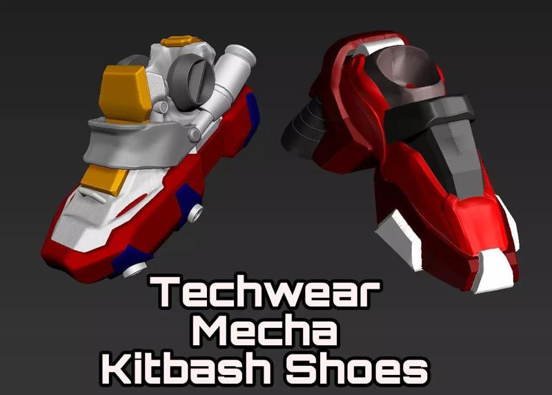 Gundam inspired sneakers shoes techwear kitbash
