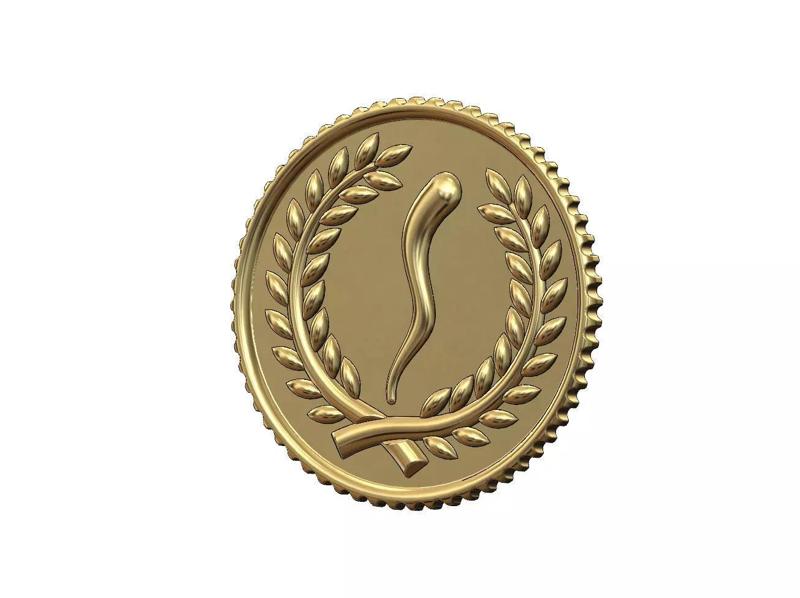 Italian horn bay leaves branches crown coin