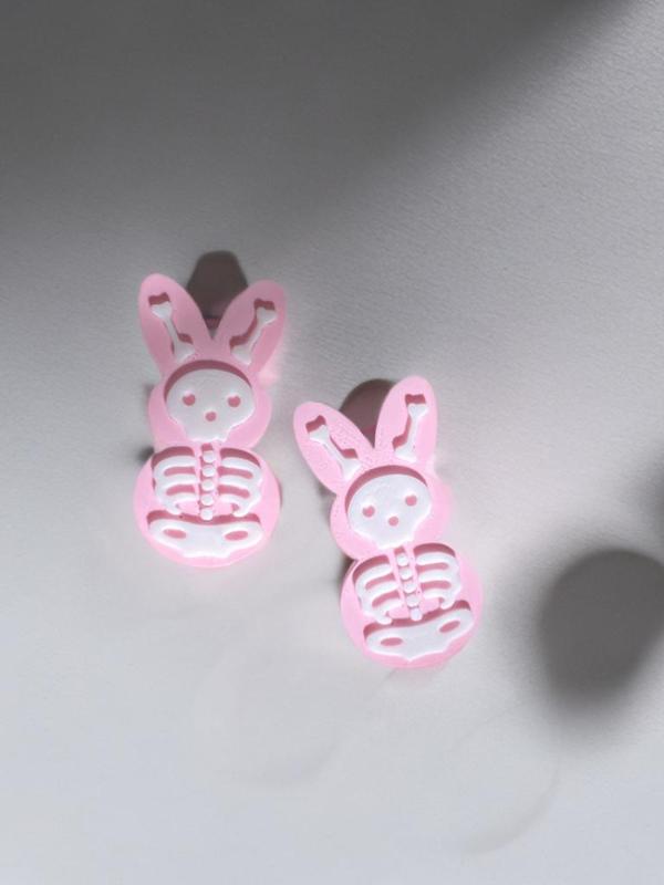 Skeleton Bunny Peeps Spooky Easter Earrings