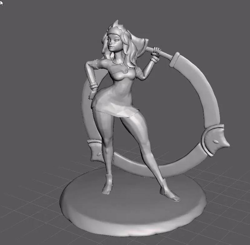 Qiyana 3D Model woman holding sword