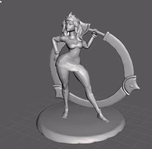 Qiyana 3D Model woman holding sword