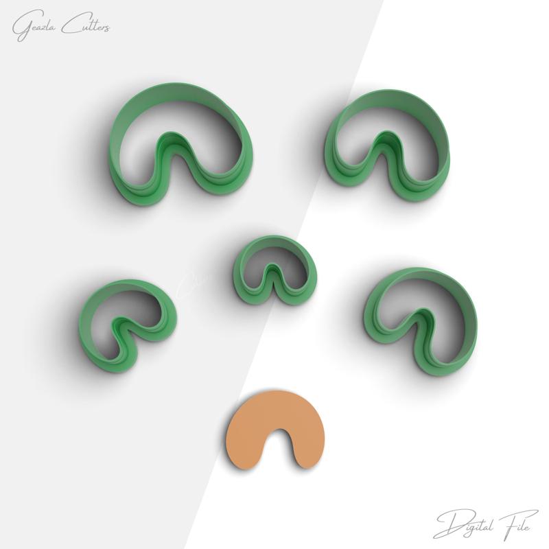 Organic Shape Clay Cutter, Basic Shape Polymer Clay Cutter, Earring Cutters, 2 Cutter Version, 5 Sizes Included, Digital STL File, No: 822