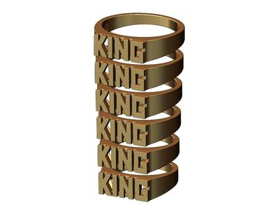 King rectangular name ring 3D print model