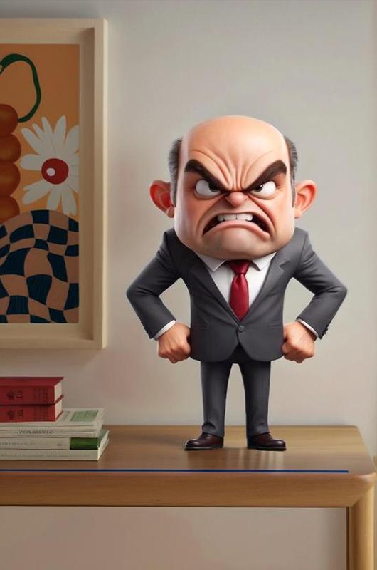 Fun 3D cartoon illustration, A man with a potbellied belly, a fatherly man