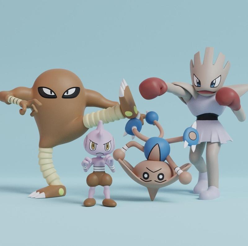 Pokemon - Tyrogue, Hitmontop, Hitmonlee and Hitmontop