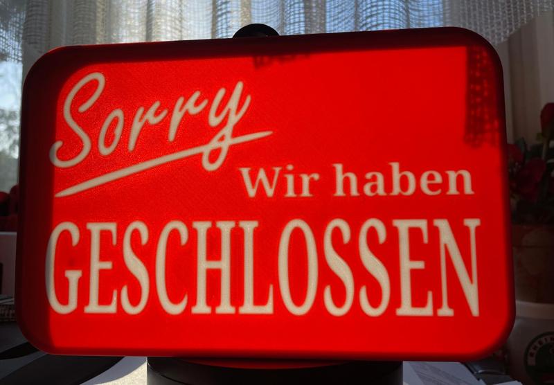 Hanging 2 Sided Open/Closed Light Box Germany / LED Schild Box 2 Seitig mit Geöffnet-Geschlossen