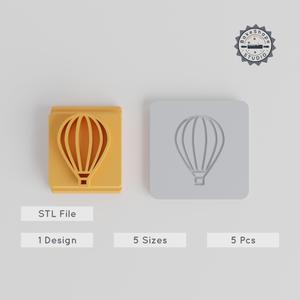 Hot Air Balloon Stamp Tile Set, 5 Motif Sizes, Perfect for Clay, Cookies & Fondant