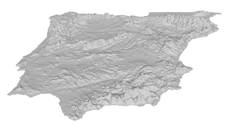 Iberian Peninsula elevation map