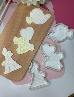Valentine set of 3 Cookie Cutter and Stamp