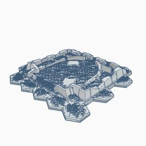 Destroyed Hardened Mech Factory with Hex Base MilDHB023