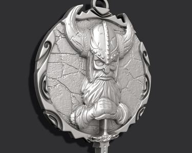 Viking helmet pendant warrior man