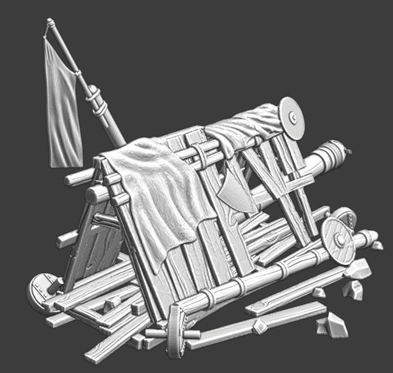 Medieval Destroyed Ram - Wargaming Scenery