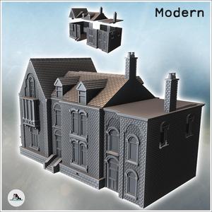 Set of Three Stone Buildings with Chimneys (24) - Modern WW2 WW1 World War Diaroma Wargaming RPG Mini Hobby