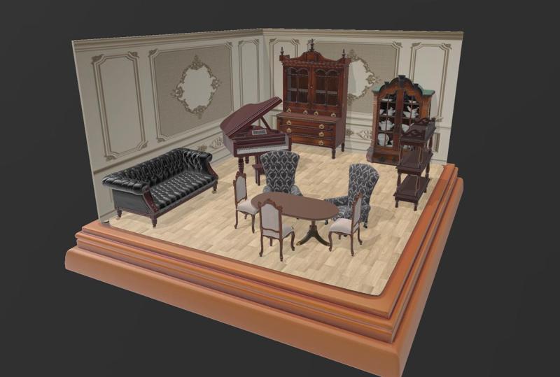 COMPLETE LIVING ROOM FURNITURE PACK DOLLHOUSE COLLECTION
