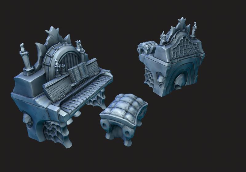 Piano, fantasy gothic style