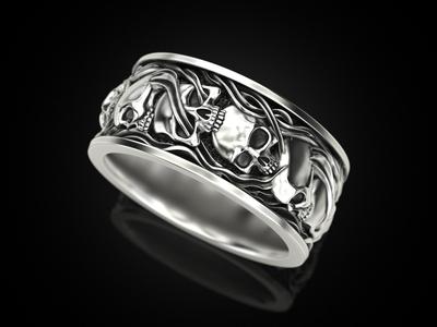 Skull ring and smoke in a circle