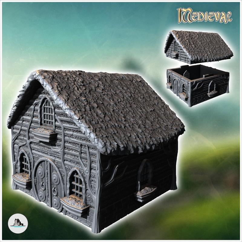 Hobbit house with round door and upstairs window (17) - Medieval Fantasy Magic Feudal Old Archaic Saga 28mm 15mm