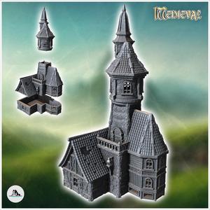 Large medieval house with high tower and balcony (34) - Medieval Gothic Feudal Old Archaic Saga 28mm 15mm RPG