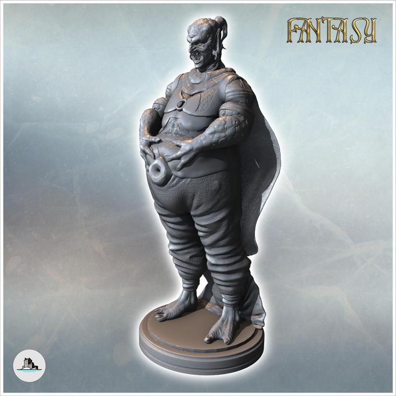 Malevolent creature standing on a base with an obese belly and three-fingered hooked hands (11) - Medieval Fantasy Magic Feudal Old Archaic Saga 28mm 15mm