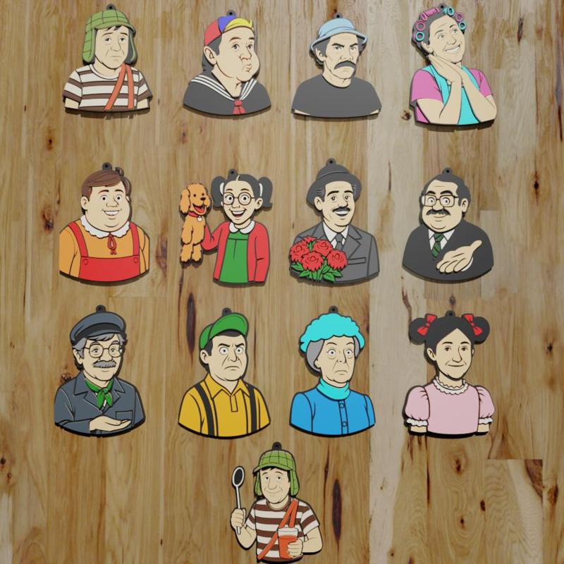 PACK 13 KEYCHAIN KEYRINGS / KEYCHAIN La vecindad del chavo del 8 (STL Y 3MF)