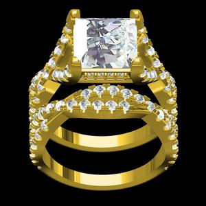 Twisted Micro pave Shank Engagement Ring with Band