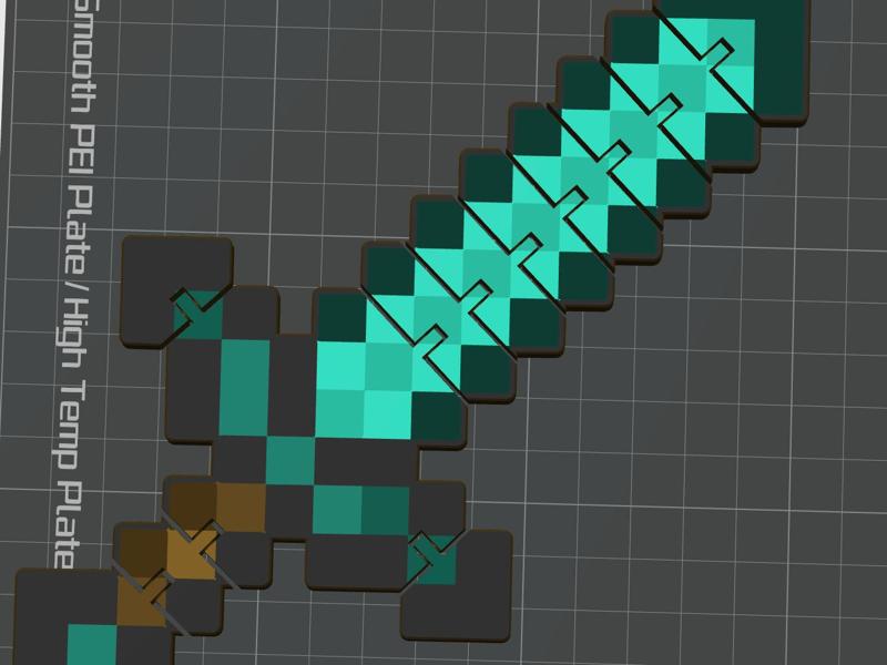 Minecraft Diamond Sword Articulated