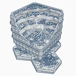 Sci-Fi Ruined Building with Hex Base SFRHB029